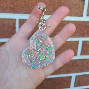 Pink Coral Heart Keychain